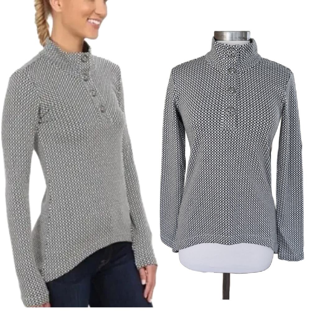 Merrell Indra Long Sleeve Snap Front Top Black & White Size Small